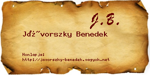 Jávorszky Benedek névjegykártya