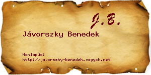 Jávorszky Benedek névjegykártya