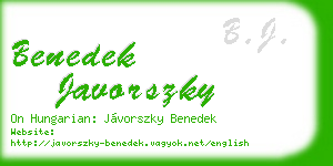 benedek javorszky business card